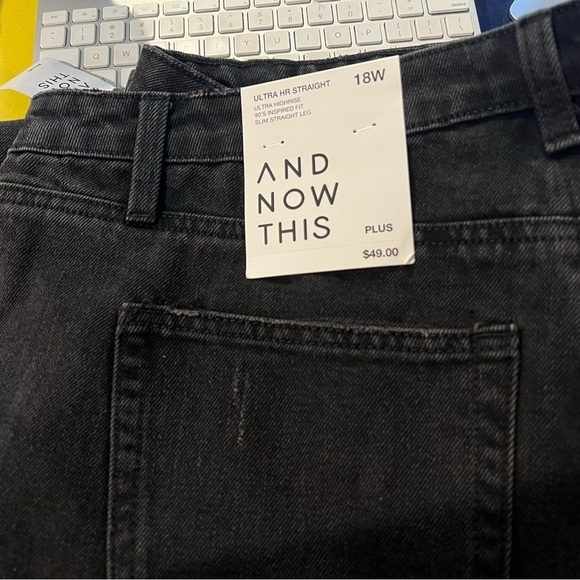 WJ2. NWT AND NOW THIS Women's Ultra High Rise Straight Jeans Neal(blk) 16w - Picture 2 of 2